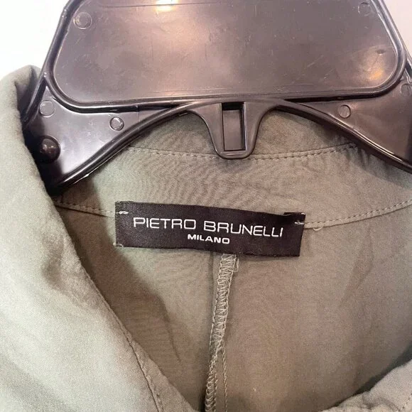 Pietro Brunelli Milano Button Down Maternity Dress Green XS Short Tie Sleeve - Picture 3 of 10